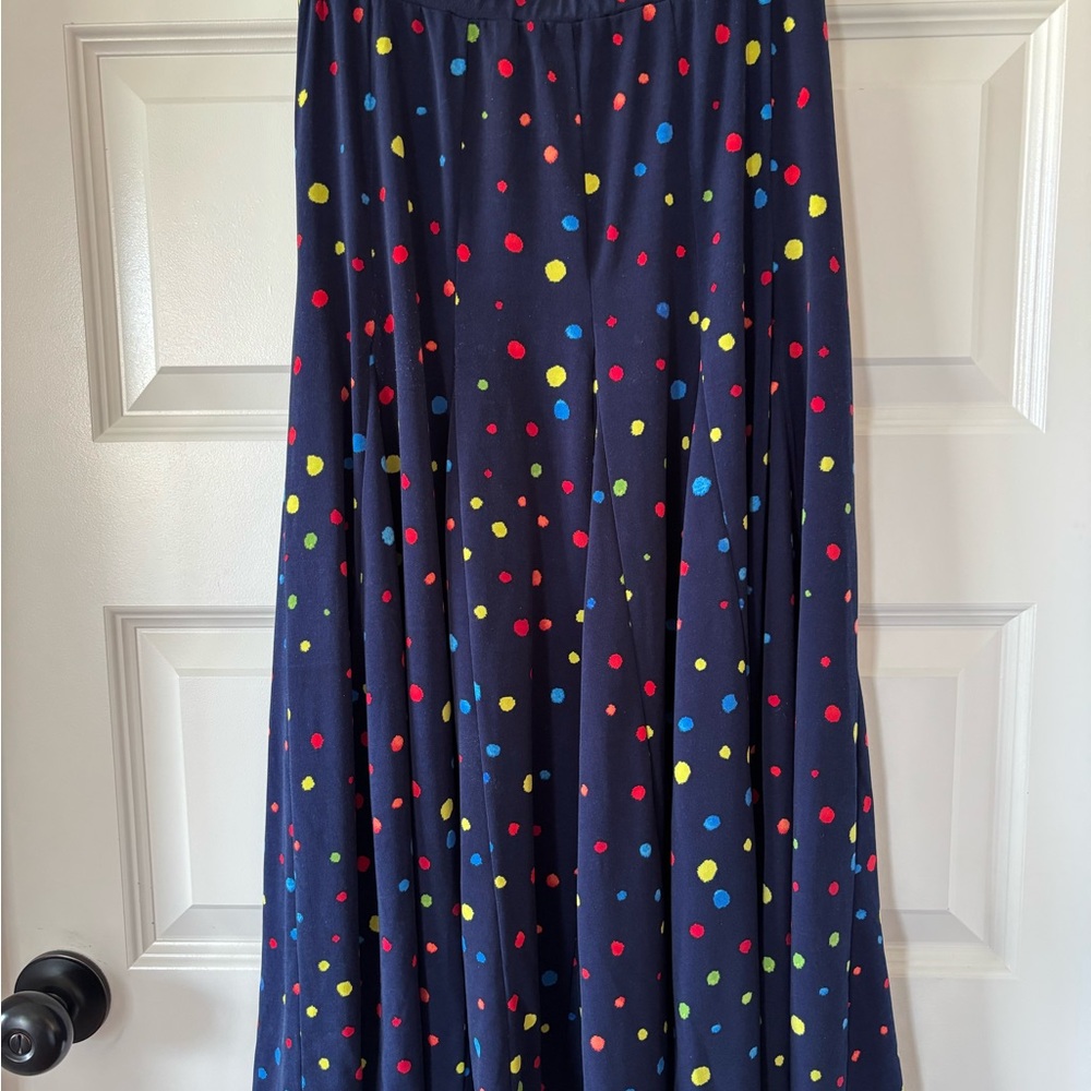 Philosophy Navy Maxi Skirt with Colorful Dots